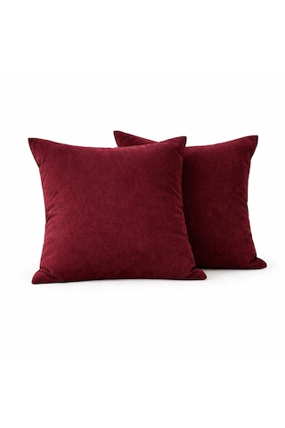 Bordo Kırlent Kılıfı 45x45 Cm İkili Set Dekoratif Yastık Kılıfı Modern Koltuk Kırlenti
