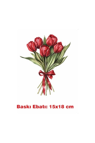 Çiçek Temalı Ütü İle Yapışan Tekstil Kumaş Tişört Dtf Baskı 3469