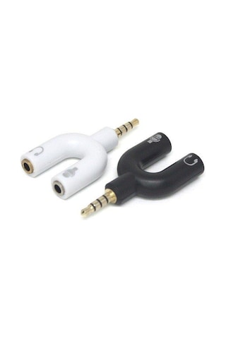 Electroon Stereo Aux Kulaklık Mikrofon Çevirici Jak Fiş Beyaz