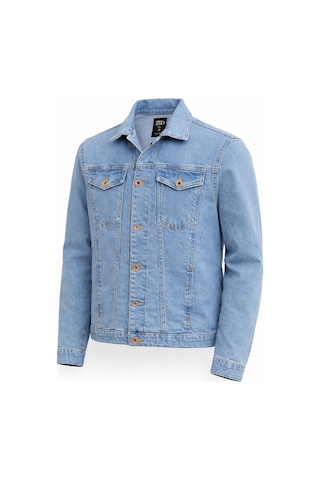 Classics Men Zbd Erkek Jean Denim Standart Kalıp Cepli Düğmeli Kot Ceket 7590 Buz Mavi
