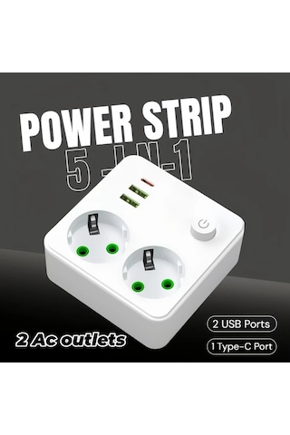Beyaz Ql-86u 5-eu Prizli Güç Şeridi Çoklu Seviyeli Adaptör, Masaüstü/duvar Adaptörü. Yatak Odası Güç Şeridi/mutfak Güç Şeridi/oturma Odası Güç Şeridi