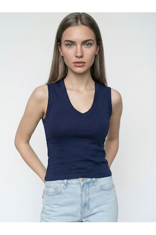 Slim Fit Kadın Bluz K.kol Lacivert