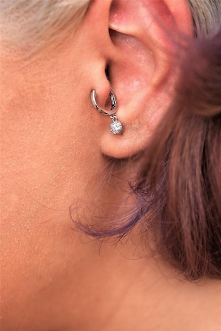 Gümüş Yuvarlak Figür Zirkon Taş Çelik Piercing Tragus Helix Kıkırdak Küpesi-0vp165