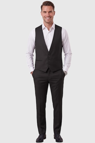 Deepsea Siyah Slim Fit Likralı 3 Lü Takım Elbise Ceket Yelek Pantolon Modern Şık Tasarım 2601798