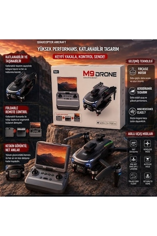 M9 Kameralı Katlanabilir Drone, Ekranlı Kumanda, Wi-fi Görüntü Aktarımı Ve Taşınabilir Quadcopter Drone-1695