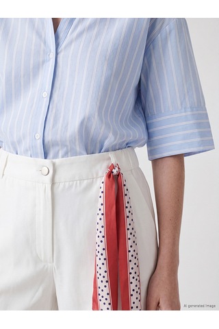 Lcw Comfort Beyaz Beli Fularlı Geniş Paça Kadın Pantolon