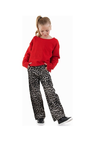 Denokids Leopar Desenli Kız Çocuk Gabardin Pantolon Renkli