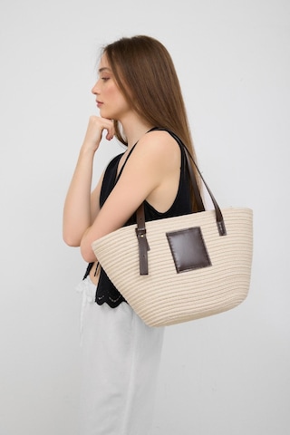 Shule Bags Vittoria Handmade Hasır Çanta Krem Krem