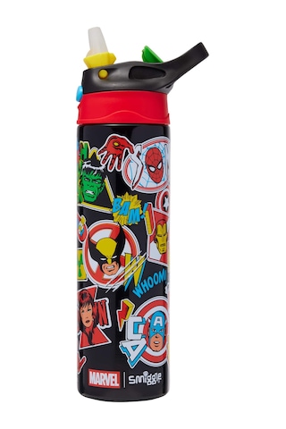 Smiggle - Marvel Yalıtımlı Paslanmaz Çelik Otomatik Pipetli Suluk 520ml Çok Renkli