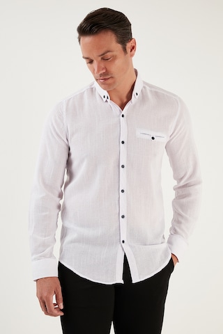Buratti % 100 Pamuklu Slim Fit Uzun Kollu Erkek Gömlek Cf21S111498 Beyaz