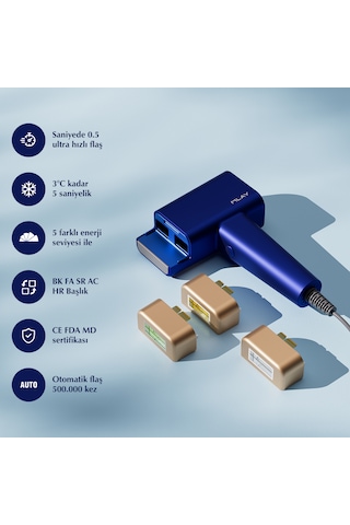 Mavi Yeni Seri Mlay T16 1 Milyon Atım 3 Başlıklı Epilasyon Cihazıcihazı Hr+sr+ac