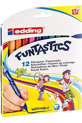 15 Funtastıcs Çocuklar İçin İnce Uçlu Keçeli Kalem 12'li Set - 1 Mm Yuvarlak Uç
