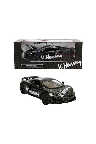1:32 Sesli Ve Işıklı Rmz Hobby Keith Haring Serisi Die Cast Çek Bırak Model Araba - Siyah Mclaren 60
