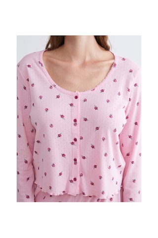 Lcw Dream Pembe Petite U Yaka Çiçekli Kadın Pijama Takımı