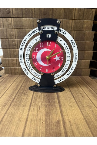 Shelife Türk Bayrağı Sonsuz Maya Takvimli Masa Saati