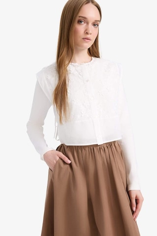 DeFacto Bisiklet Yaka Bağcıklı Brode Blazer Yelek E7969AX25SMWT34 Beyaz