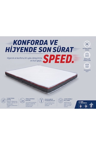 Speed 8 Cm Visco Katmanlı Yatak Pedi, Topper Ve Şilte Yıkanabilir Fermuarlı Kılıf Yer Yatağı, Misafir Yatağı, Kanepe Ve Koltuk Üstü Clean Fresh Kumaş 24 Dns 8 Cm