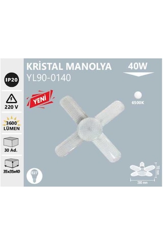 Noas Yl90-0140 Kristal Manolya Led Pervane Ampul 40 Watt 1
