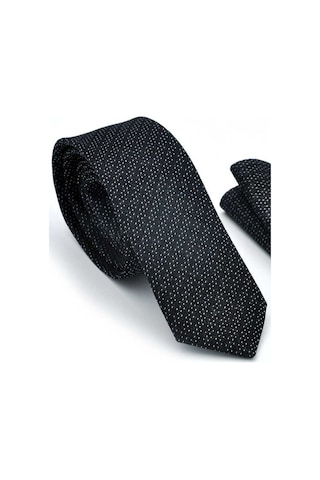 Gaffy Beyaz Noktalı Verev Çizgili Siyah Dokuma Kumaş Mendilli Slim Fit Beyaz - Siyah