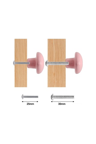 Geeksen Pembe Kalp Şekilli Seramik Dolaş Kolu - 6'lı Set, Mobilya Ve Dolap Dekorasyonu İçin