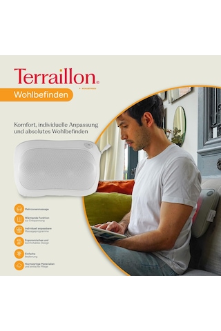 Terraıllon - Multı Masaj - Masaj Ve Isıtma Yastığı, Shiatsu Masajı, Çok Bölgeli, Rahatlatıcı Ve Stressiz, 4 Masaj Başlığı, 2 Dönüş Yönü, Rahatlatıcı Isı, Usb-c, Deri Ve Ağ, Gri