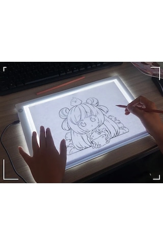 TechTic A4 Led Işıklı(3 Seviye) Çizim Kopyalama Animasyon Portre Dövme Grafik Çizim Tableti
