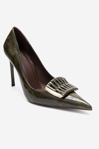 Luvishoes Guernı Yeşil Baskı Kadın Topuklu Ayakkabı Yeşil