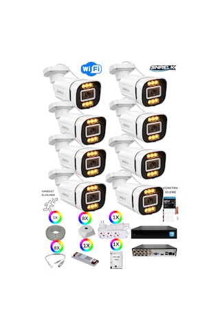 Snrelk Gece Renkli Full Hd Yeni Nesil Warm Led Su Geçirmez Kasa Güvenlik Kamera Set