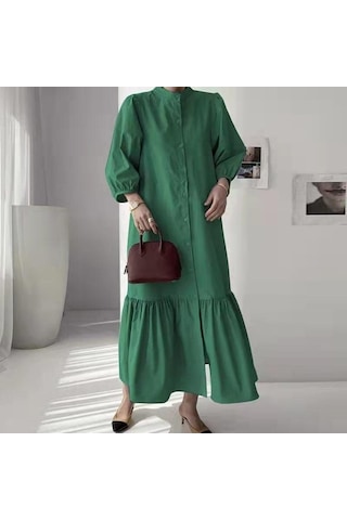 Novahub Yeni İlkbahar/sonbahar Kadın Balık Kuyruğu Elbise - Uzun Kollu, A Kesim, Yeşil Yeşil