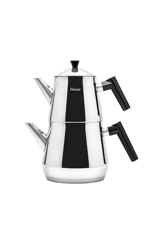 Hisar Heybeli Plus Maxi Çelik Çaydanlık Siyah Inox