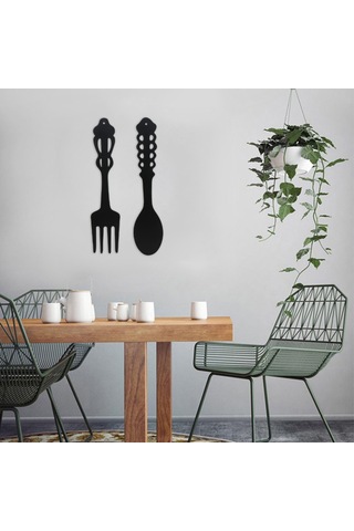 Hombey Kalıcı Siyah Demir Fork Ve Kaşık Seti, Rustik Ev Dekoru, Kolay Asma, Her Mekana Konfor Katıyor 2 Adet