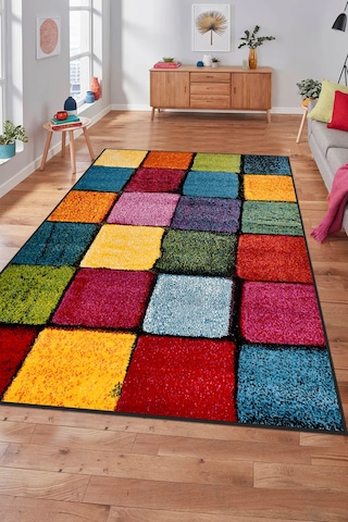 Colora Halı Koleksiyonu Yumuşak Renkli Kare Halı, Tozumaz, Modern Tasarım Ve Kolay Temizlik Multi 1