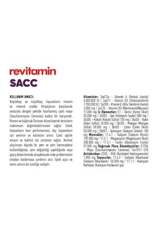 Revitamin Sacc-iştah Açıcı,geçiş Dönemleri Hayvan Yem Katkı 10kg