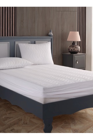 Çift Kişilik Kapitone Fitted Su Geçirmez Sıvı Geçirmez Yastık Ve Yatak Alezi Seti Yatak Koruyucu Beyaz