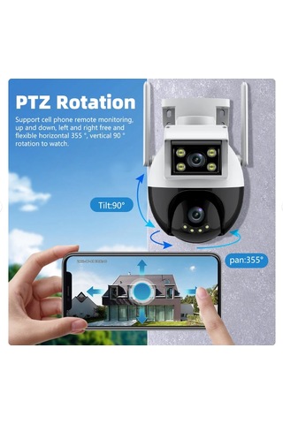 Wifi Ptz Kamera 8mp Çift Ekran Ip Kamera Dış Mekan Gece Görüşlü