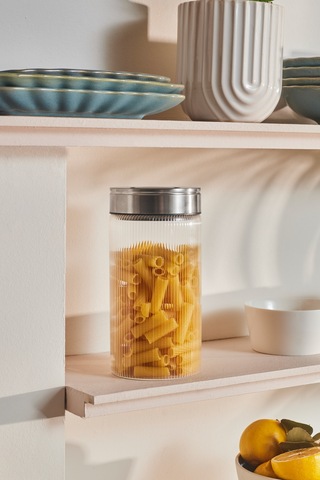 Karaca Ripple Inox Cam Saklama Kabı 1000 Ml Beyaz