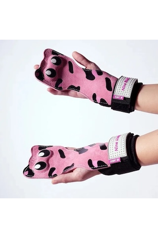 Konesam Kadın Erkek Fitness Kovboy Deri Eldiveni - Çekme Çalışmaları, Sırt Egzersizleri, Kavrama Gücü Artırıcı - Yumuşak Korumalı, Stokta Var Orta Boy, Çiftli, Sevimli Kedi Desenli