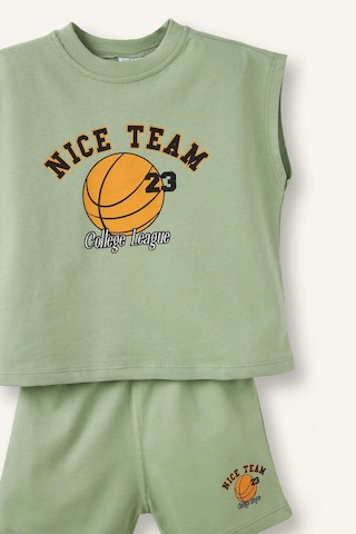 Defacto Basketbol Topu Baskılı Atlet Şort 2li Takım Erkek Bebek H8280a526hsgn270 Yeşil-gn270
