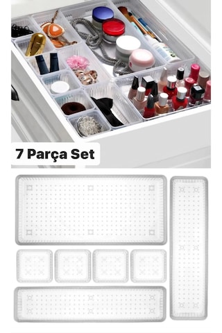 7 Li Modüler Çekmece İçi Düzenleyici Takı Kutusu Makyaj Organizer