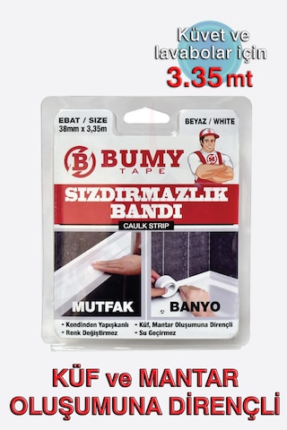 Bumy Küvet - Lavabo Kenar Sızdırmazlık Bandı 38mm X 3.35mt Beyaz