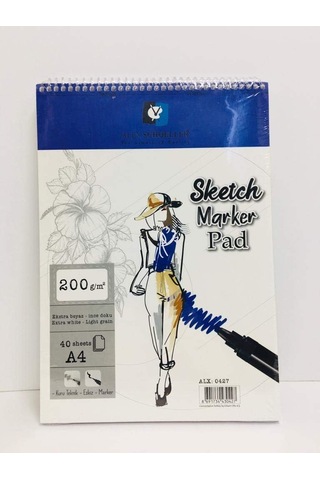 A4 200 Gr. 40 Yp. Spiralli Sketch-marker Pad Alx-0427