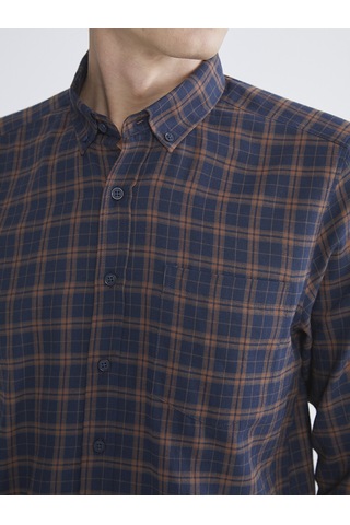 Lcwaıkıkı Classic Kahverengi Regular Fit Uzun Kollu Ekose Gabardin Erkek Gömlek