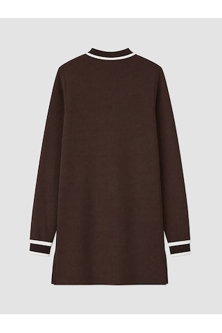 Lcw Everyday Kahverengi Şerit Detaylı Soft Touch Kadın Sweatshirt Tunik