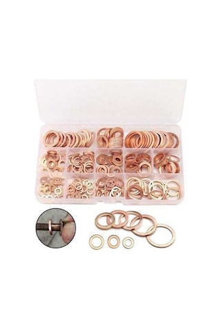 Pazly 280 Adet Bakır Kırma Pul Conta Seti Düz Ringa Çeşitleri Kiti