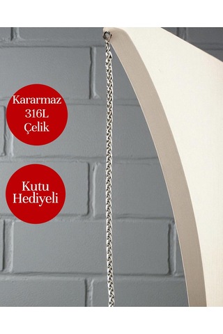 İthal Premium 316l Çelik Yuvarlak Kral Zincir Bileklik - Kararmaz - Kutulu Gümüş