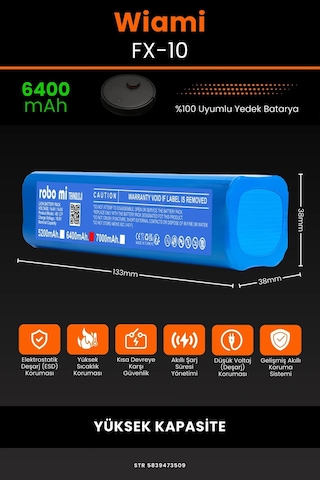 Wiami Fx 10 6400mAh Robot Süpürge Bataryası