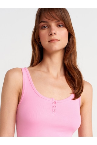 Dilvin 21158 Düğmeli Askılı Top-pembe Pembe