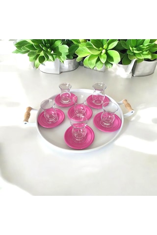 Çay Tabağı-bardak Altlığı-metal Koyu Pembe Çay Tabağı-paslanmaz K Koyu Pembe
