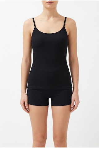 Aura Collections Kadın Pamuklu Slim Fit Askılı Atlet Yumuşak Soft Örme Basic İç Giyim Vücuda Oturan Siyah