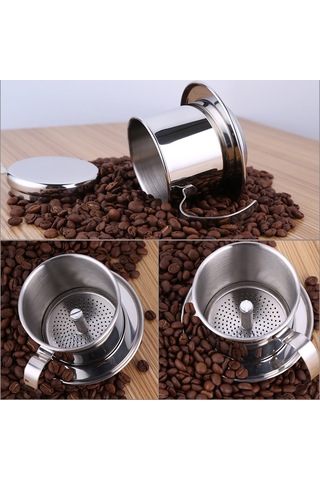 Xindoker Vietnam Damlama Kahve Filtresi - Paslanmaz Çelik El Yapımı Siyah Kahve Demleme Cihazı Diğer